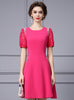 Fuchsia Lace Short Sleeve Mother Of the Brides Dress