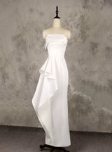 Simple White Strapless Wedding Dress