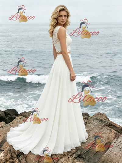 White Two Piece Lace Wedding Dress