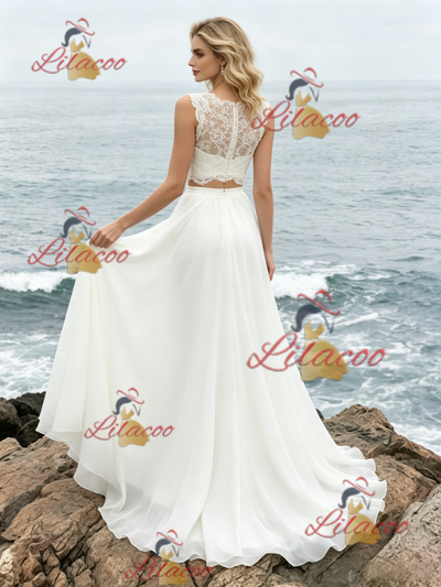 White Two Piece Lace Wedding Dress