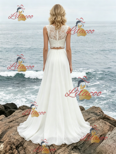 White Two Piece Lace Wedding Dress