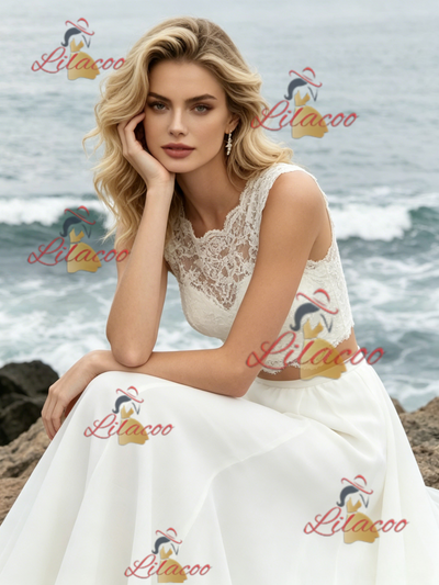 White Two Piece Lace Wedding Dress