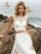 White Two Piece Lace Wedding Dress
