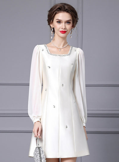 Black Satin Long Sleeve Mother Of The Bride Dress