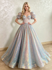 Sequins Puff Sleeve Prom Dress
