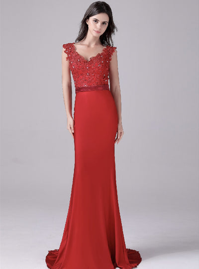 Red Mermaid Beading Mother Of The Bride Dress