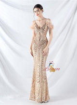 Mermaid Sequins Spaghetti Straps Prom Dress