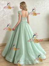 Green Straps Sequins Prom Dress
