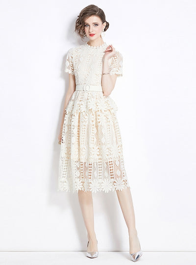 Slim Lace Short Sleeve Dress