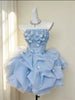 Blue Tulle Strapless Flower Homecoming Dress