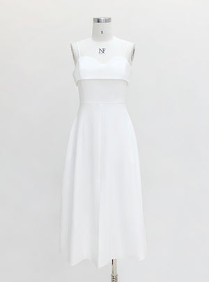 White Sling Slim-fit Long Dress