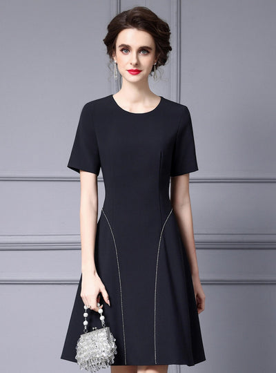 Black Short Sleeve Mother Of The Bride Dress