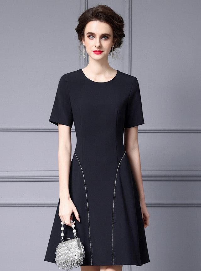 Black Short Sleeve Mother Of The Bride Dress