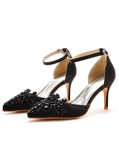 7 cm Rhinestone Pointed Stiletto Sandals