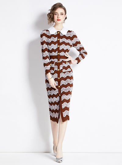 Lace Flocking Slim Hip Dress