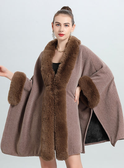 Large Size Loose Cashmere Padded Shawl Coat