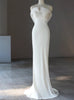 White Mermaid Spaghetti Straps Wedding Dress