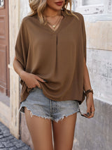 Bat Sleeve Solid Color Shirt