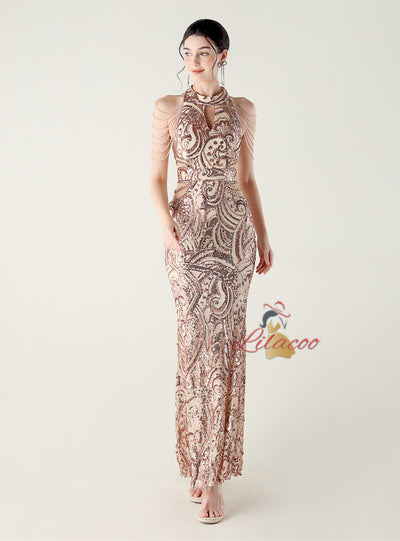 Mermaid Sequins Beading Prom Dress