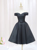 Simple Black Satin Off the Shoulder Homecoming Dress