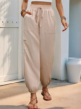 High Waist Pocket Elastic Pant