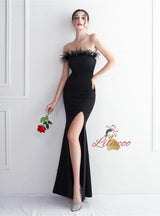 White Mermaid Off the Shoulder Split Prom Dress