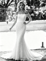 White Mermaid Lace Long Sleeve Wedding Dress