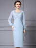 Blue Beading Sequins Mother Of The Bride Dress