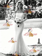 White Mermaid Lace Long Sleeve Wedding Dress
