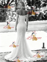 White Mermaid Lace Long Sleeve Wedding Dress