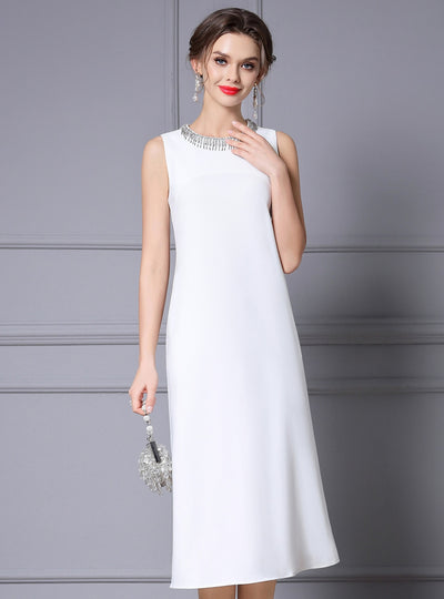White Beading Mother of the Bride Dress