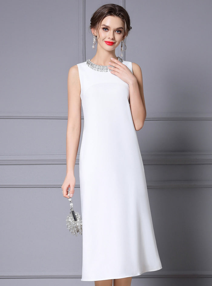 White Beading Mother of the Bride Dress