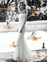 White Mermaid Lace Long Sleeve Wedding Dress