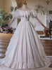 White Satin Lace Long Sleeve Wedding Dress