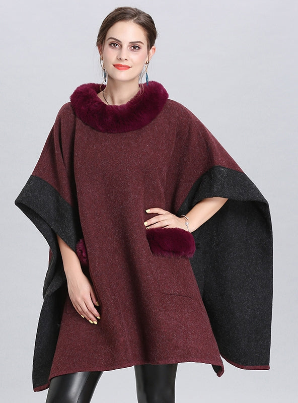 Loose Round Neck Pullover Cape Shawl