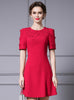 Red Short Sleeve Flower Mother Of The Bride Dress