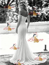 White Mermaid Lace Long Sleeve Wedding Dress