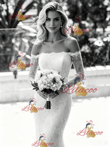 White Mermaid Lace Long Sleeve Wedding Dress