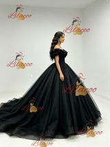 Black Tulle Off the Shoulder Quinceanera Dress