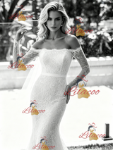 White Mermaid Lace Long Sleeve Wedding Dress
