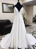 White Deep V-neck Backless Lace Wedding Dress