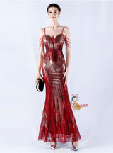 Mermaid Sequins Spaghetti Straps Prom Dress