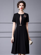 Black Short Sleeve Mother Of The Bride Dress