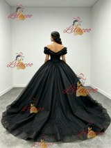 Black Tulle Off the Shoulder Quinceanera Dress