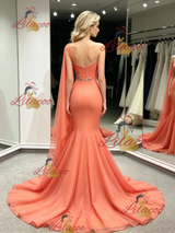 Orange Mermaid One Shoulder Prom Dress