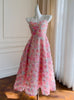 Sexy Pink Straps Flower Dress