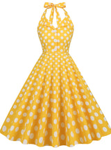 Retro Lapels Polka Dots Dress