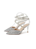 Pointed Strap Rhinestone High Heels Transparent Sandals