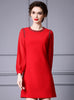 Red Long Sleeve Beading Mother Of The Bride Dress