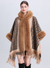 Hooded Tassel Jacquard Knitted Shawl Cloak
